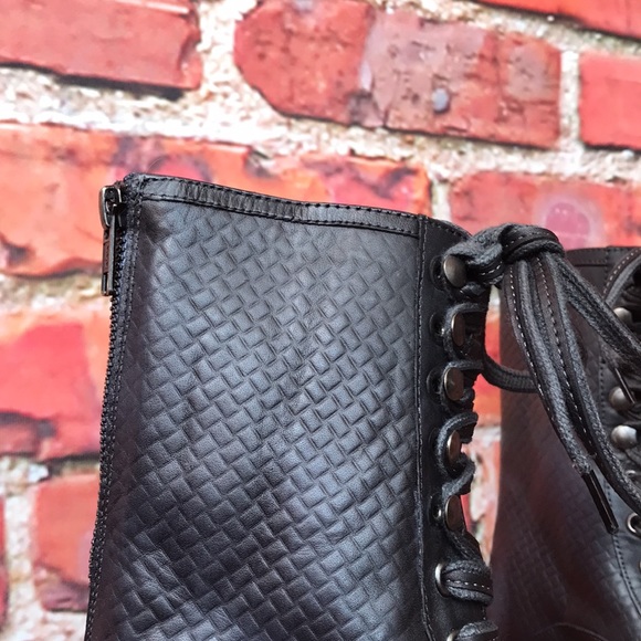 Free People Leather Santa Fe Lace-Up Boot in Black Embossed - Picture 13 of 17